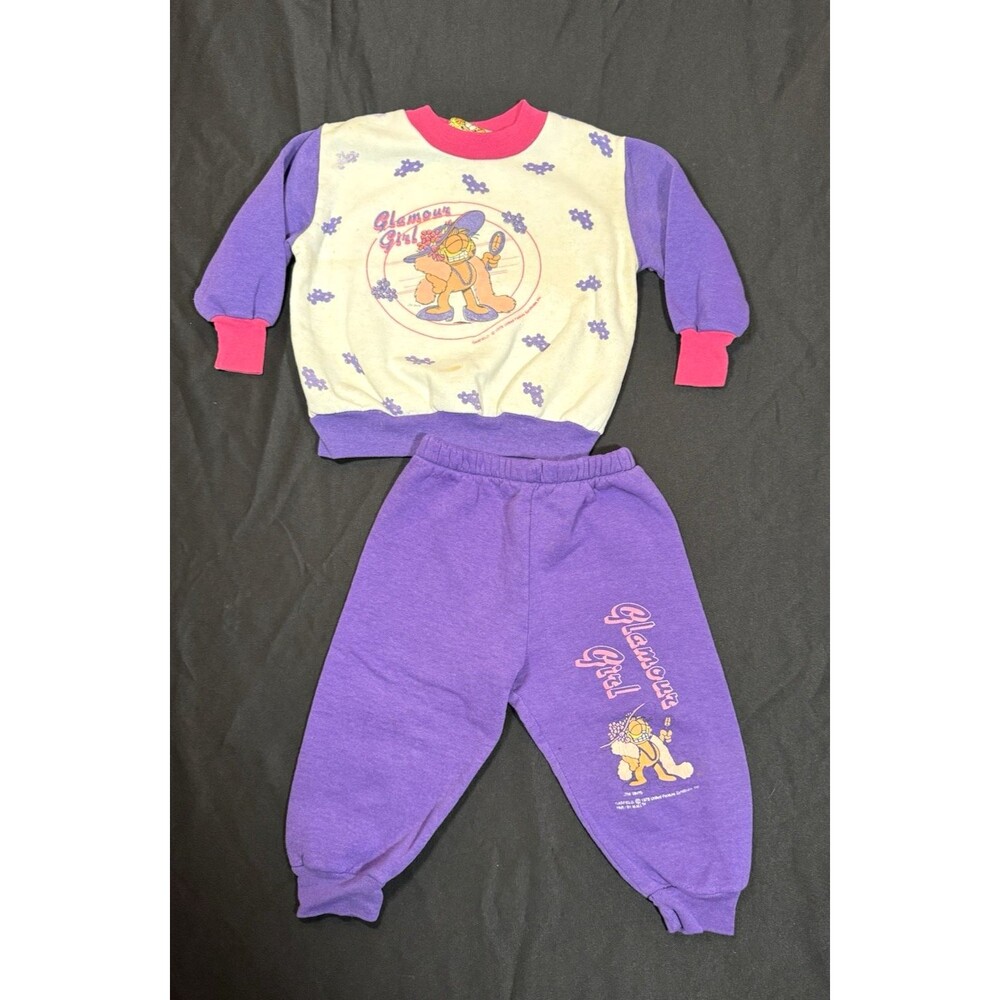 Vintage 70's Garfield Glamour Girl Purple Matching Toddler Set 2T